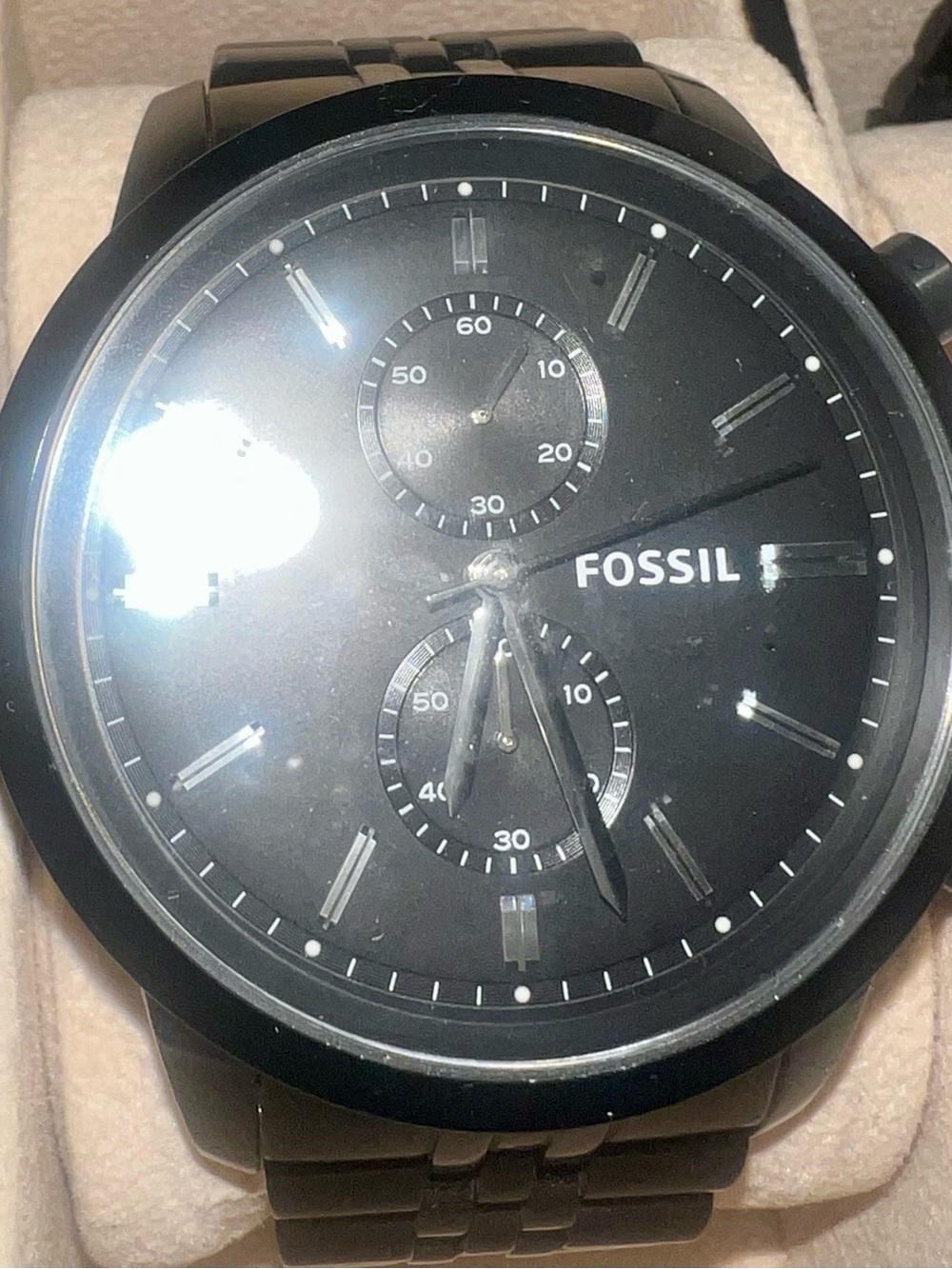 Fossil Black Men's Chronograph Link Bracelet Watch